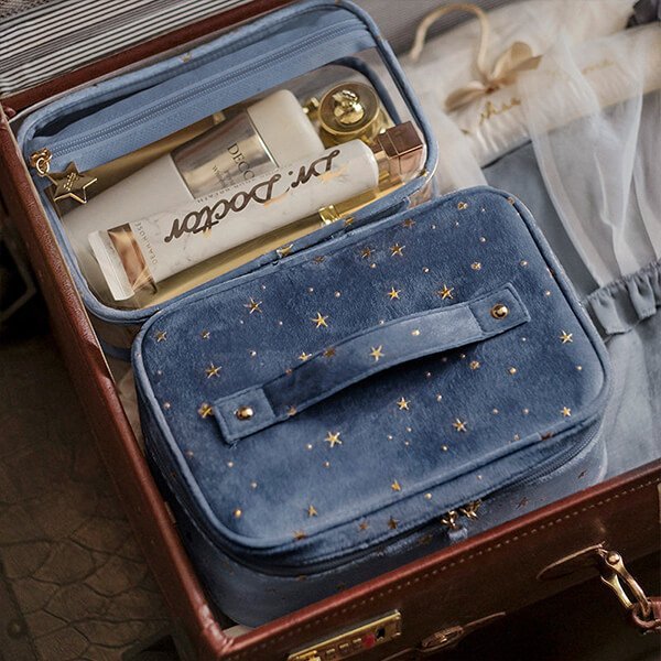 Skanto | Large Capacity Velvet Cosmetic Bag + Wash Bag