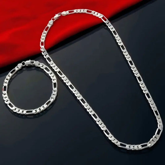 925 Silver Figaro Cuban Chain Bowlift