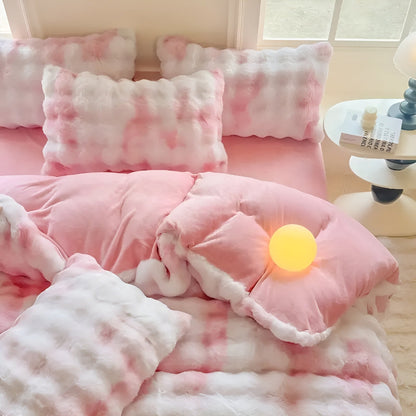 Cozy Plush Bedding Set – Warm and Soft for Autumn & Winter | ReversiBowlifte Design in Rabbit Fur & Milk Velvet | Bowlift