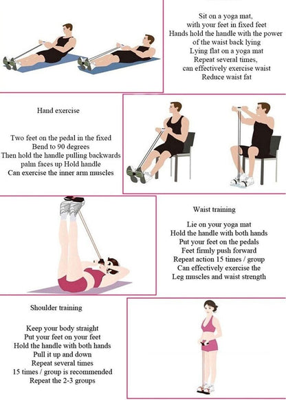 BowLift | 21 Fitness Resistance Bands-4 Tube Pedal Ankle Puller