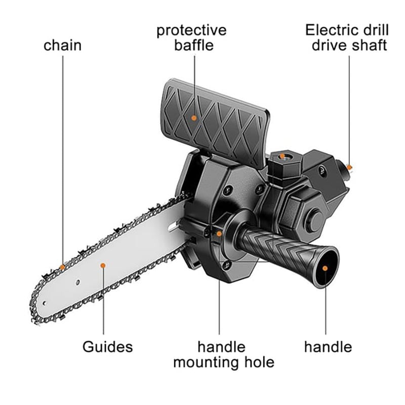 Skanto | 6-Inch Electric Drill Modified to Electric Chainsaw Drill Attachment