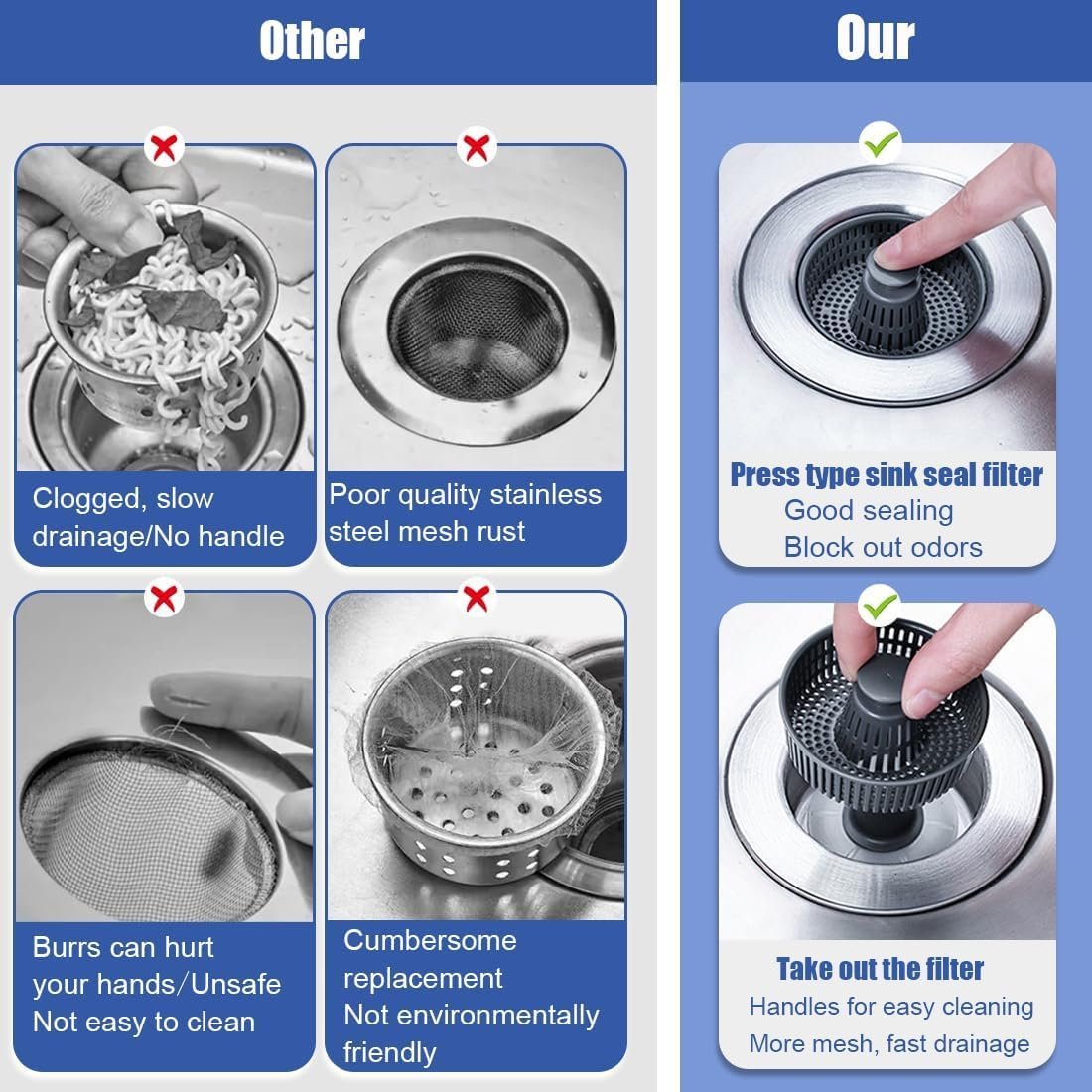BowLift | New Upgraded Sink Bounce Core Drain Strainer