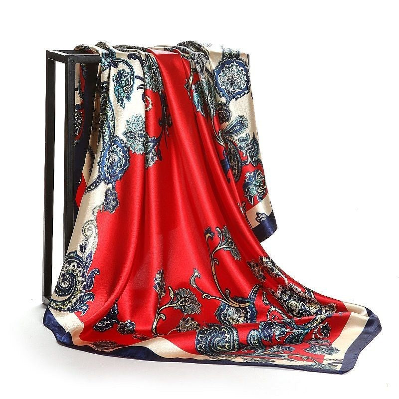 Skanto Skanto | Large Square Scarf Simulated Silk Scarf Versatile Scarf Scarf