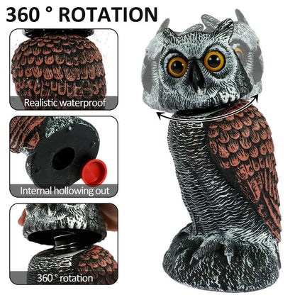 BowLift | Realistic 2-Pack Owl Decoy with Rotating Head – Outdoor Bird & Pest Repellent