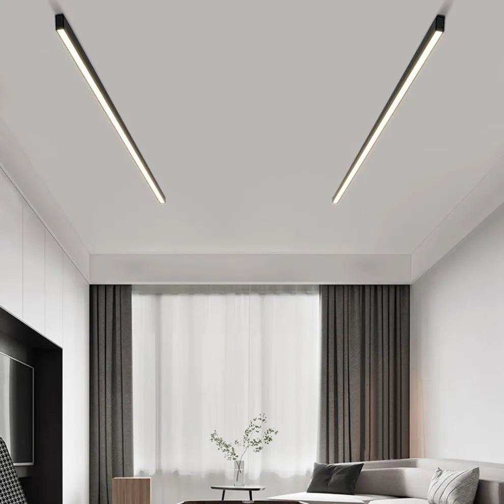 Skanto | Black Metal LED Linear Ceiling Lamp Minimalist Modern Design