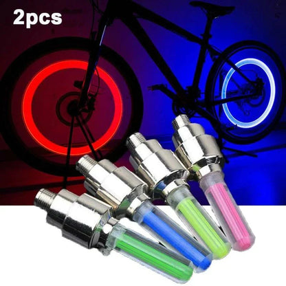 2 Pcs Car Wheel LED Light, Motorcycle Bike Tire Vale Cap Bowlift