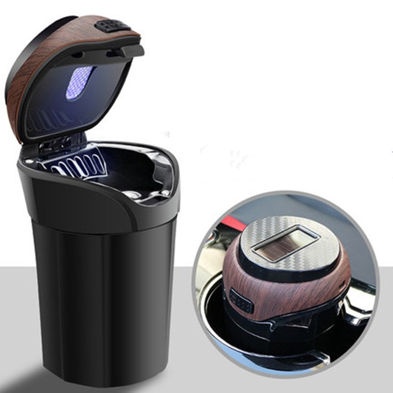 Brehn | Removable Stainless Steel Car Pocket Ashtray with Lid and LED Light, Operated