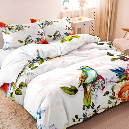 Skanto | FlightBloom - Luxurious Floral and Bird Pattern Bedding