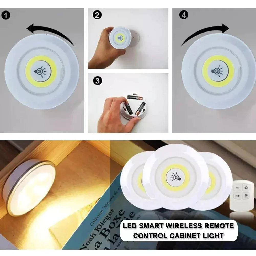 3 Pack Wireless LED Cabinet Lights with Remote Control Karnz
