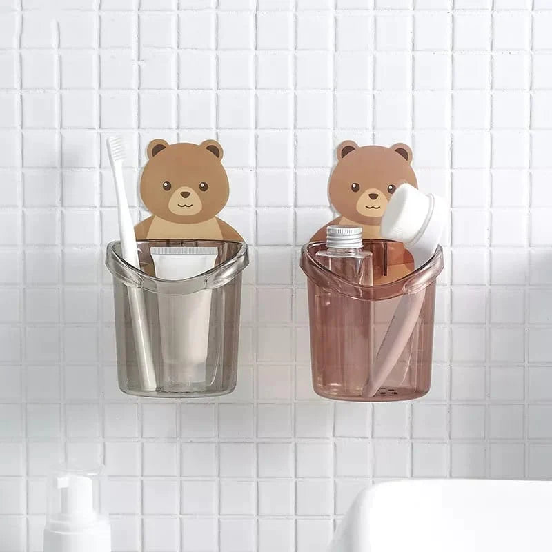 Bear Toothbrush Holder Cup Wall-Mounted Karnz