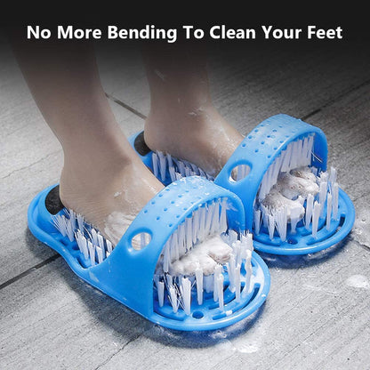 Easy Feet Cleaning Brush Exfoliating Foot Massager Slipper for Unisex Adults, 1 Pc (Blue) Bowlift