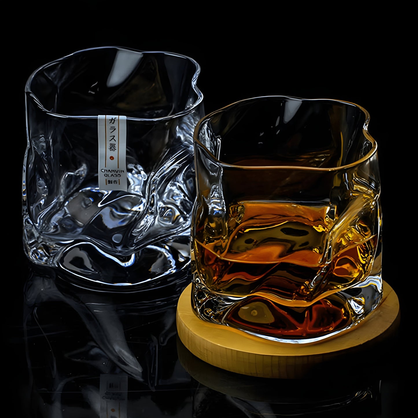 Edo Kiriko Style Whisky Glass – Hand-Cut with a Unique Swirl Design