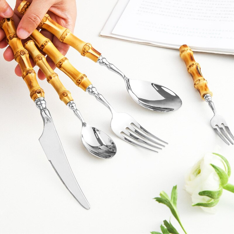 Arashiyama Bamboo & Stainless Steel Cutlery Set – Natural Elegance | Brehn