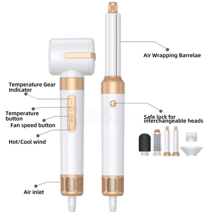 BowLift | 7-in-1 Airwrap Hair Styler | Multi-Functional Styling Tool for Curls, Waves & Straightening