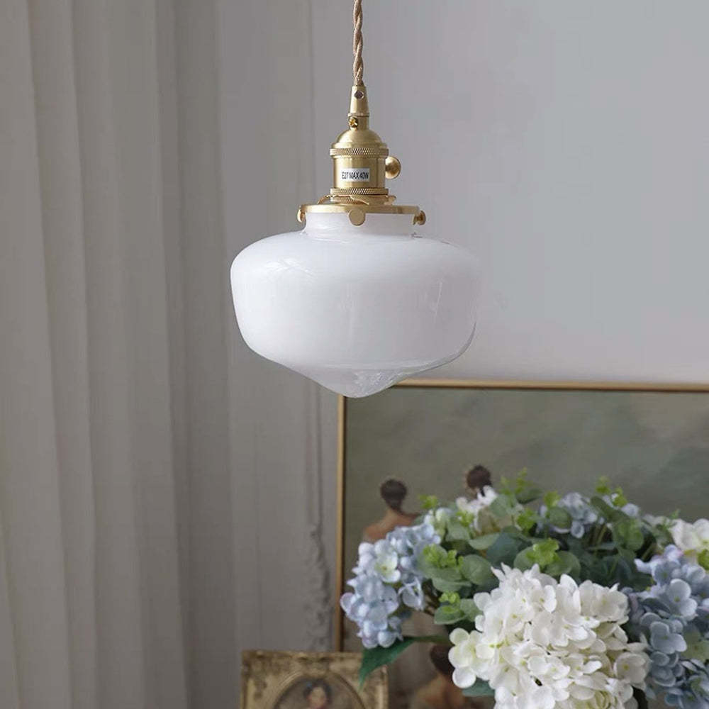 Skanto | Vintage Brass Lantern Glass Pendant Light