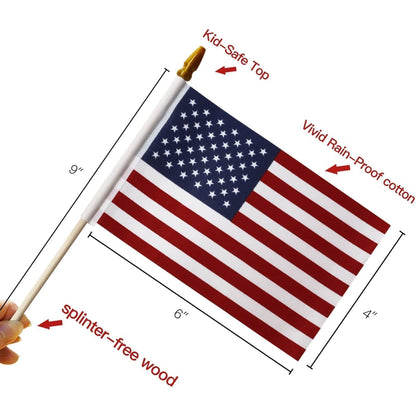 BowLift | 100-Pack: USA 4x6 in wooden stick flag