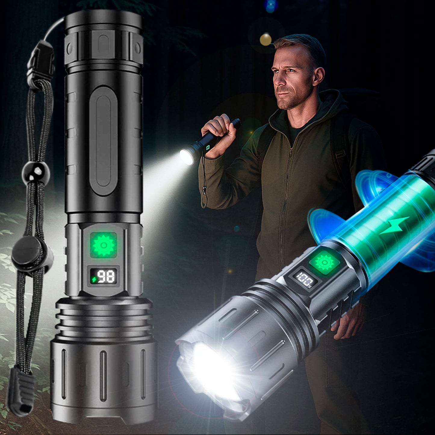 Skanto | 100000 Lumen Tactical Flashlight | World's Brightest High-Handheld Flashlight