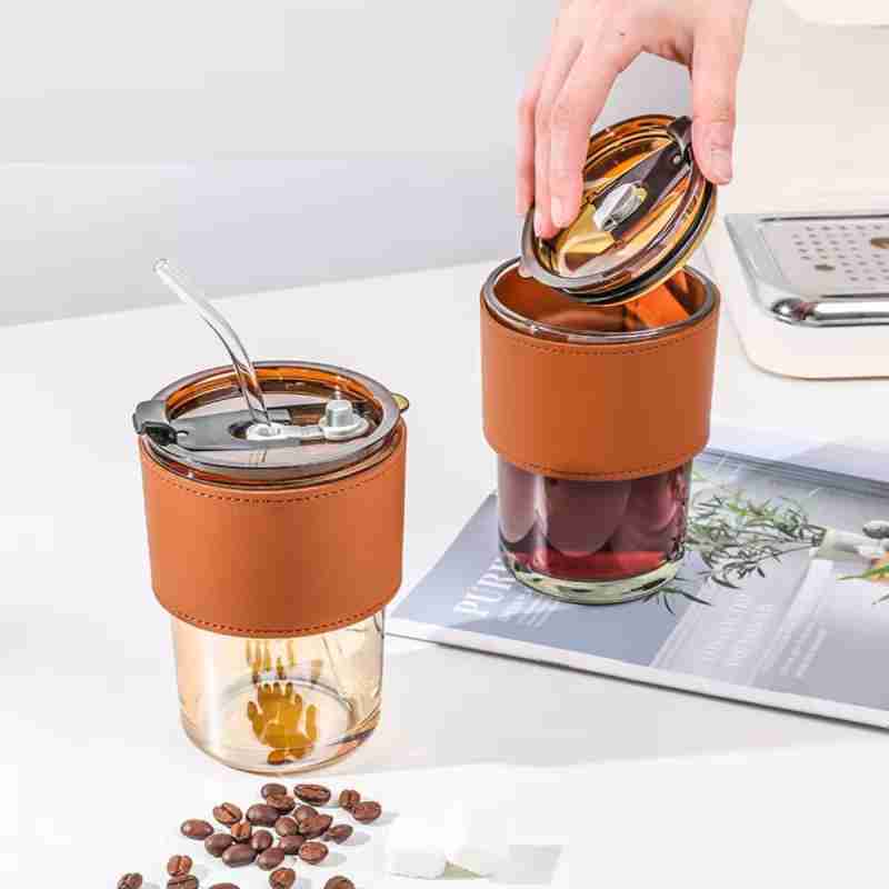 Elegant and reusable coffee mug (450ml) Glass mug Karnz