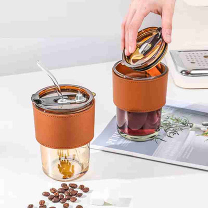Stylish and Reusable Coffee Mug (450ml) Glass Tumbler Bowlift