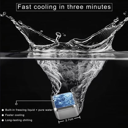 Stainless Steel Ice Cubes, Reusable Ice Cubes Set with Silicone Head Tongs and Ice Cube Trays - Pack of (8) Bowlift