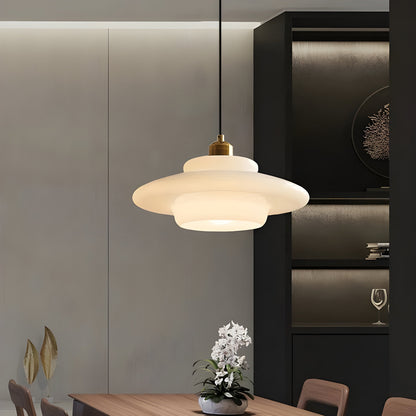 AuraBeam Light – Minimalist Ivory Glass LED Pendant Lamp | Skanto