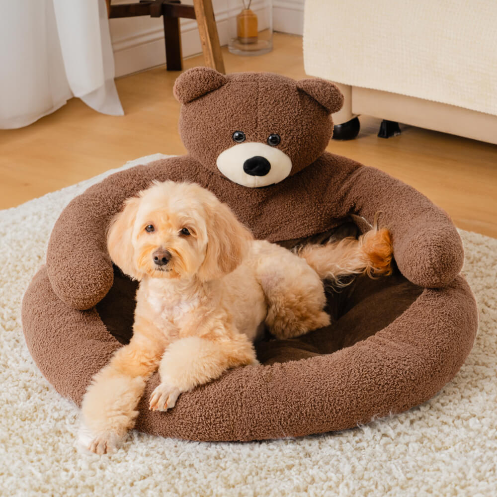 BowLift | Pet Bed Plush Bear Cuddle-Style Nest