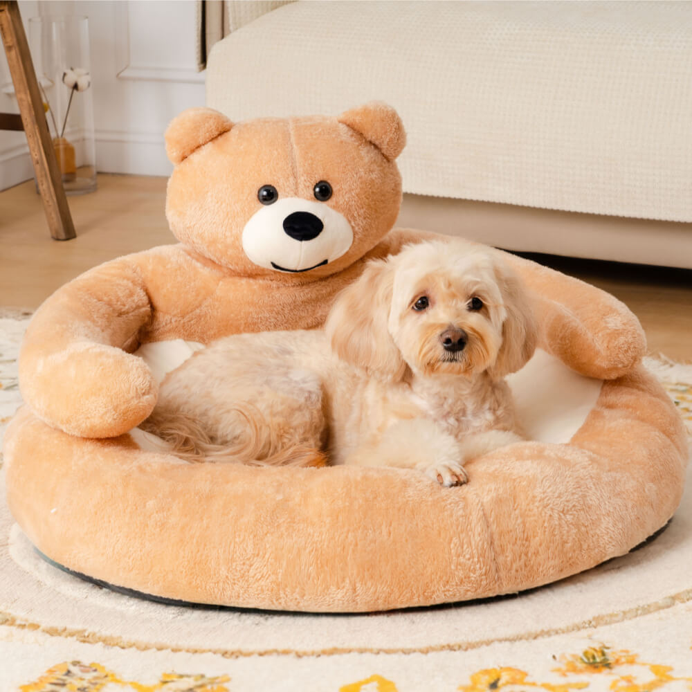 BowLift | Pet Bed Plush Bear Cuddle-Style Nest