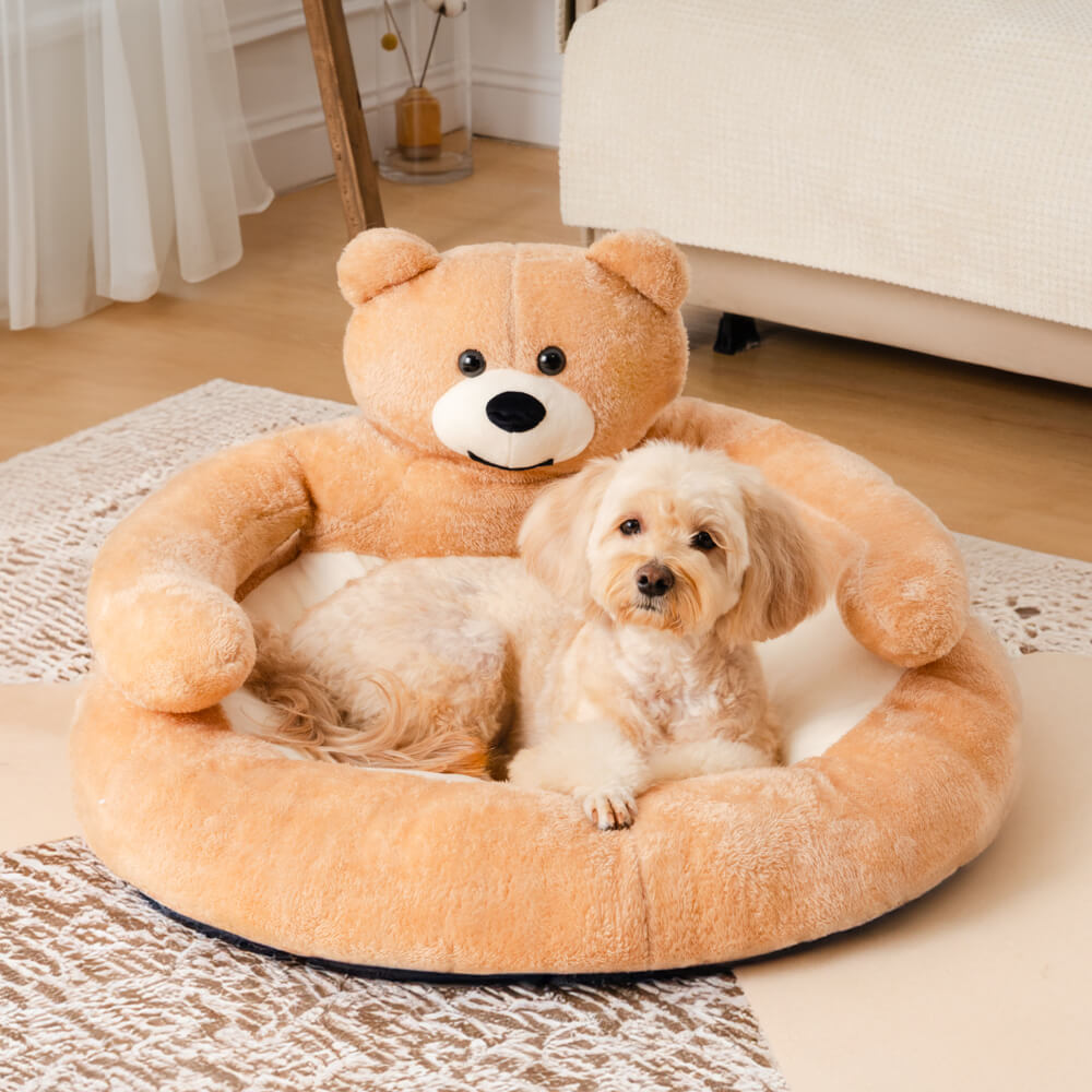 BowLift | Pet Bed Plush Bear Cuddle-Style Nest