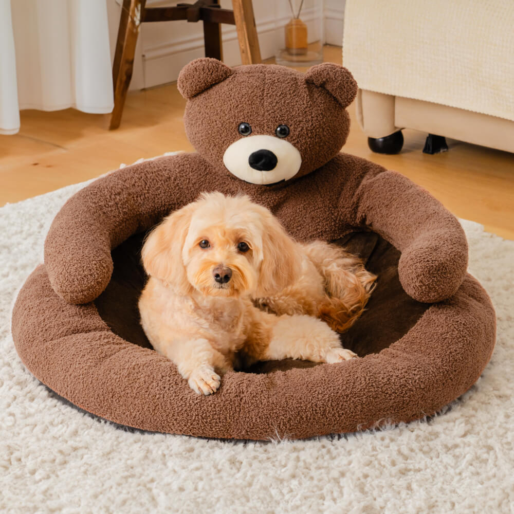 BowLift | Pet Bed Plush Bear Cuddle-Style Nest