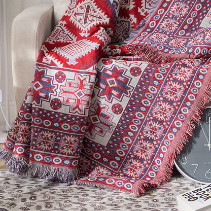 Bohemian knitted throw blankets for sofa decor