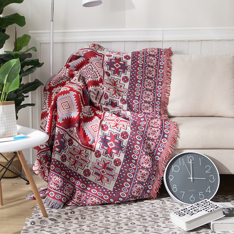 Bohemian knitted throw blankets for sofa decor