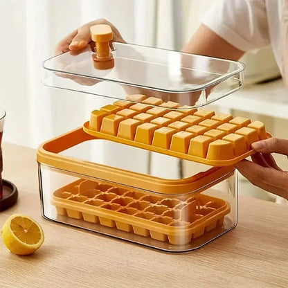 101oz. Ice Cube Tray Set - 64-piece Silicone Ice Cube Tray with Lid & Container