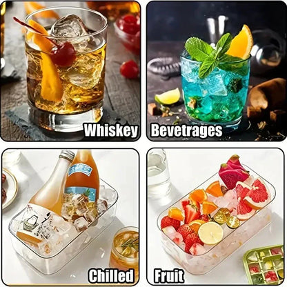 101oz. Ice Cube Tray Set - 64-piece Silicone Ice Cube Tray with Lid & Container