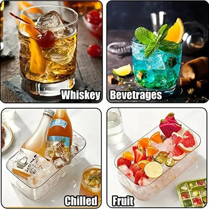 Skanto | 101oz. Ice Cube Tray Set - 64-Cell Silicone Ice Cube Tray with Lid and Container