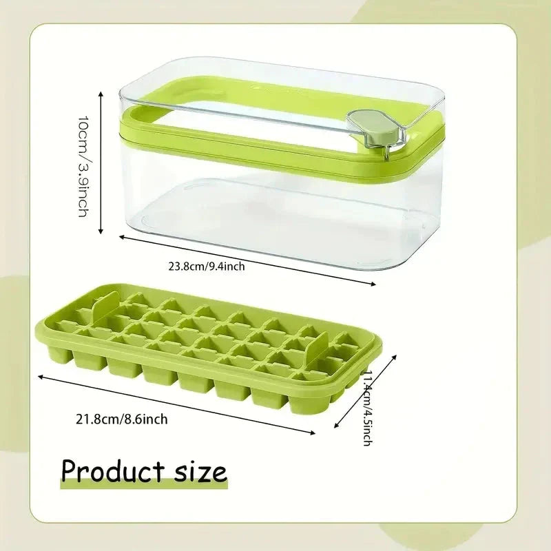 Brehn | 101oz. Ice Cube Tray Set - 64-piece Silicone Ice Cube Tray with Lid & Container