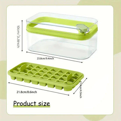 Brehn | 101oz. Ice Cube Tray Set - 64-piece Silicone Ice Cube Tray with Lid & Container