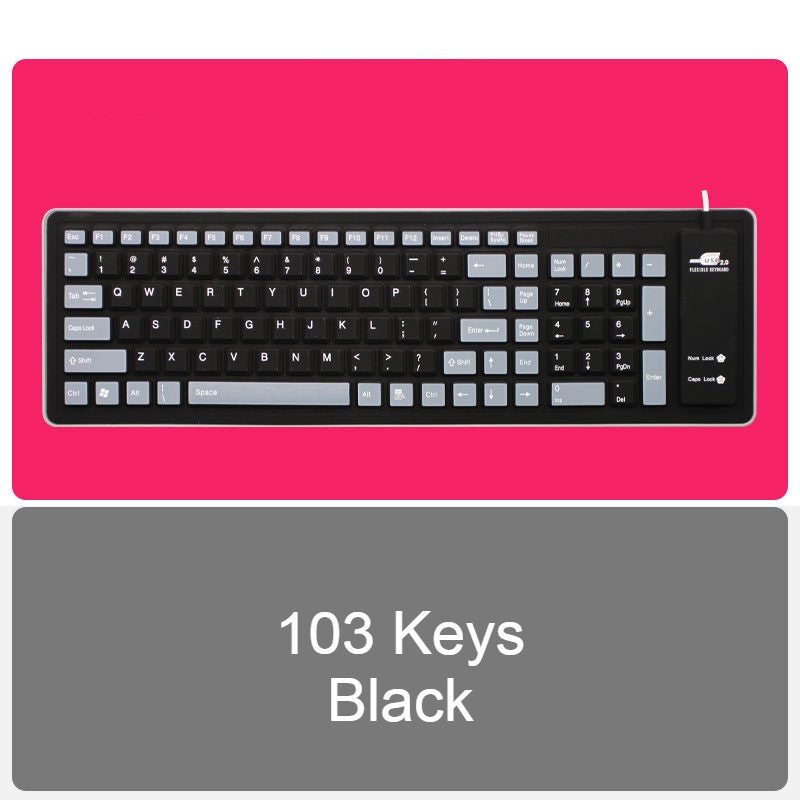 Skanto | Roll-up Silicone Flexible Keyboard, with USB Cable, Waterproof Coating & Silent Typing