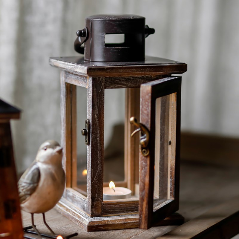 Handcrafted Hexagonal Wooden Lighthouse Tea Light Lantern Acalora