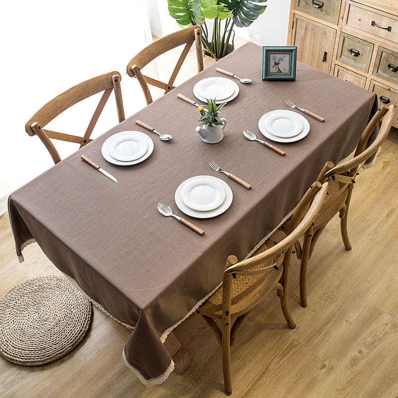Elegant Lace Trim Tablecloth