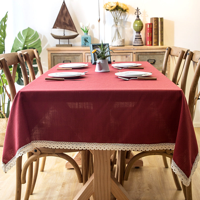 Elegant Lace Trim Tablecloth