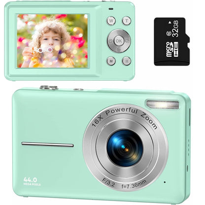 Skanto | Portable Digital Camera 1080P 44MP with 16X Zoom – Compact Vlogging Camera with LCD Screen, Rechargeable, Perfect for Teens and Students