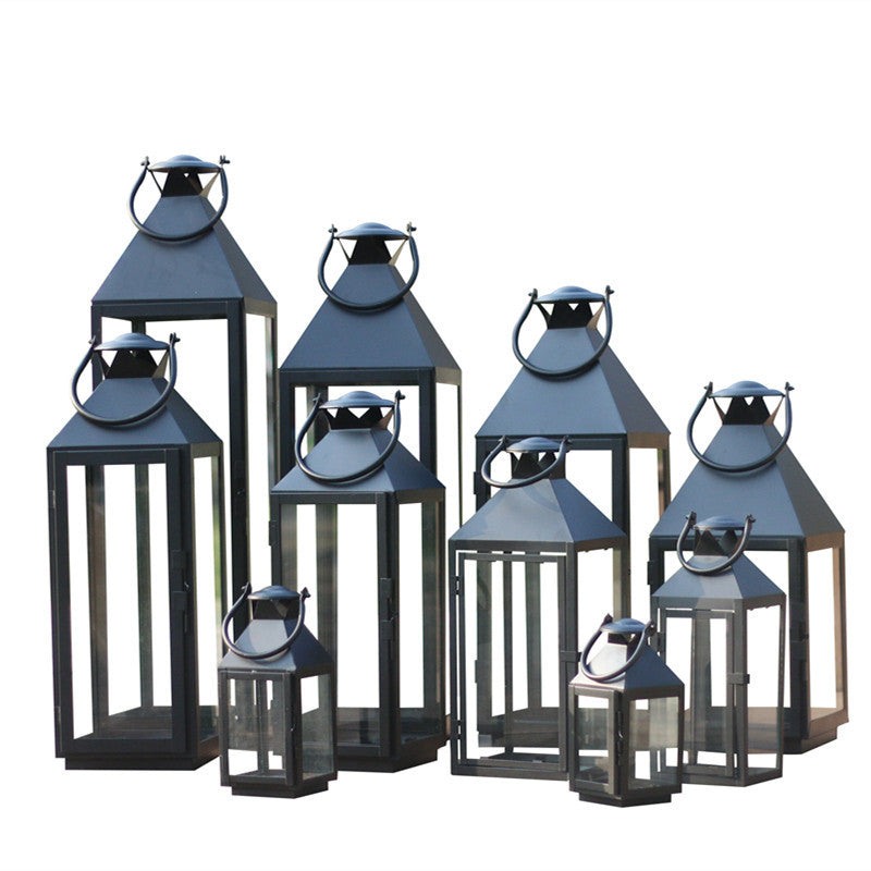 Multi-Size Metal and Glass Lantern Collection Acalora