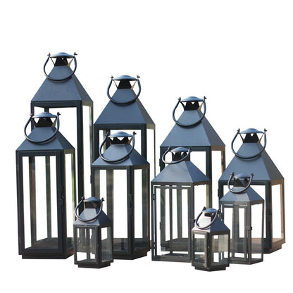 Multi-Size Metal and Glass Lantern Collection Acalora