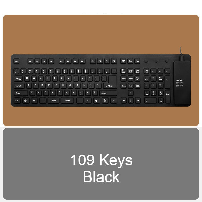 Skanto | Roll-up Silicone Flexible Keyboard, with USB Cable, Waterproof Coating & Silent Typing