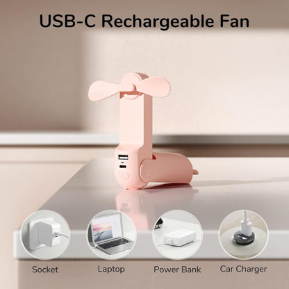 3 In 1 Handheld Mini Ventilator | USB Rechargeable, Foldable Design & Ideal for Travel, Camping and Outdoor Activities | Karnz