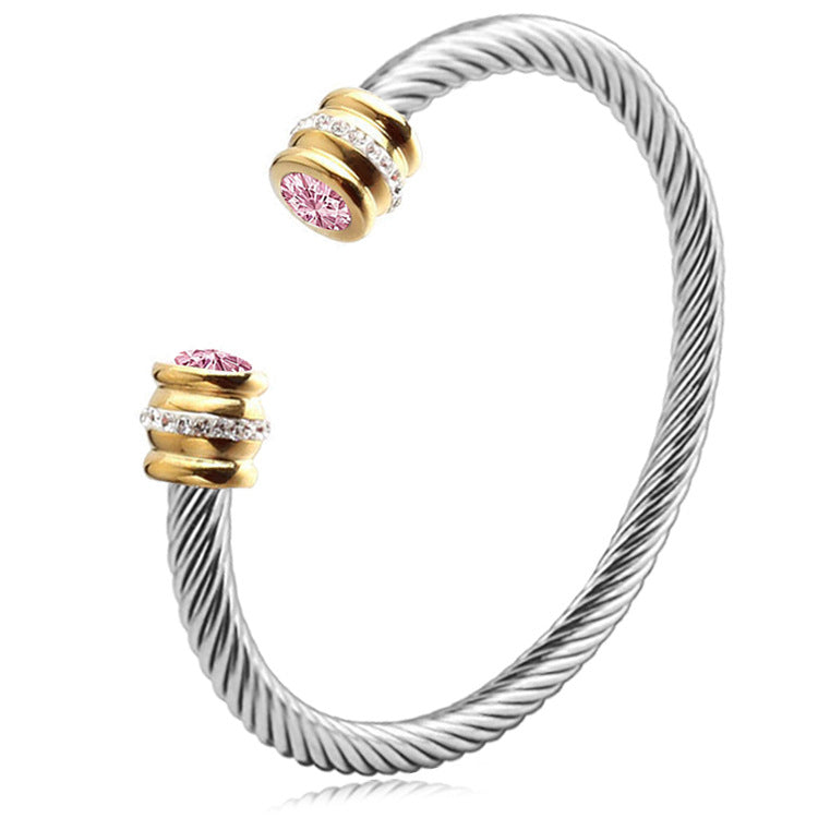 BowLift | Personalized Birthstone Ends Twist Cuff Bracelets