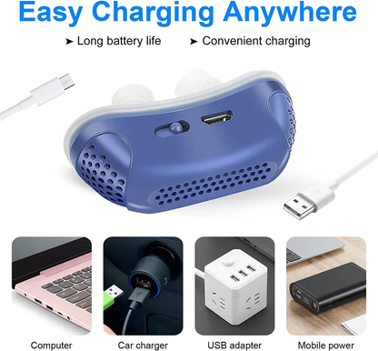 Micro-CPAP sleep apnea device for travel and anti-snoring