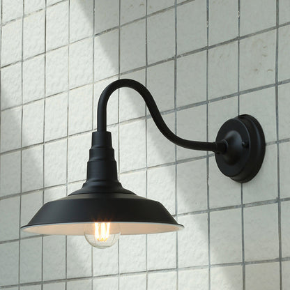 Skanto | Traditional Vintage Iron Round Shade 1-Light Wall Lamp For Dining Room