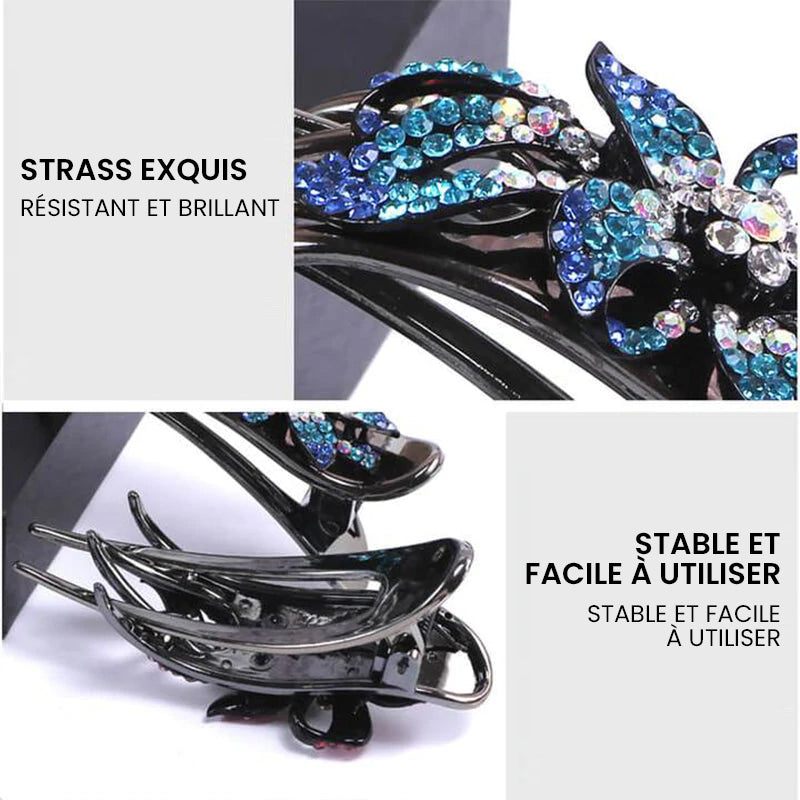 Double Flower Rhinestone Hairpin | Karnz