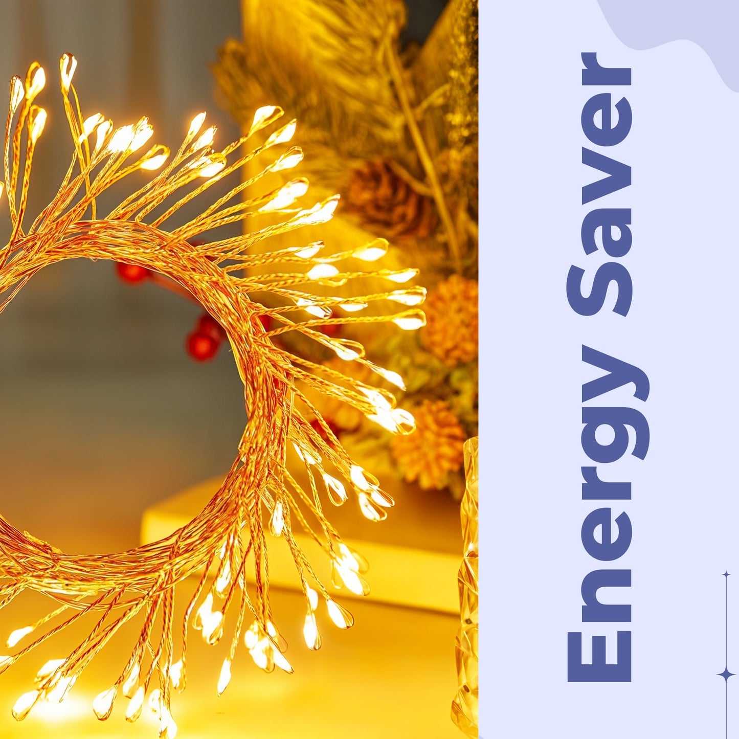 LED Firecracker String Lights – Dazzling Copper Wire Sparkle Bowlift